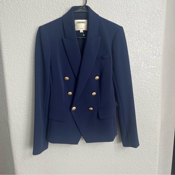 L'AGENCE Jackets & Coats Lagence Navy Blazer With Gold Buttons